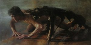 Orley Ypon, Crawling, Oil on canvas, 2016, 24x48 in