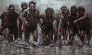 Orley Ypon, Run, Oil on canvas, 2016, 36x60 in