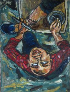 Dansoy Coquilla, Jr Mambabatok, Oil on canvas, 2016, 51x38 cm