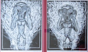 Leonard Aguinaldo, Screaming Bulol, Rubbercut print or inima print, 2015, 48x38cm ea
