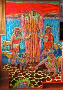 Leonard Aguinaldo, The Firewood, Mixed media on carved rubber, 2018, 155.5x108 cm