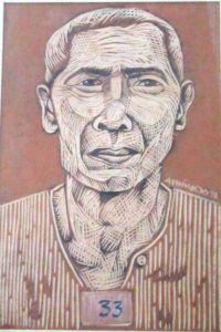 Leonard Aguinaldo, Subjects, Portrait of Lowland Filipinos 33, Uncolored carved rubber, 2016, 22x14.5 cm