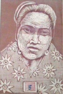 Leonard Aguinaldo, Subjects, Portrait of Lowland Filipinos 5, Uncolored carved rubber, 2016, 22x14.5 cm