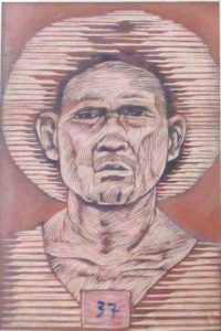 Leonard Aguinaldo, Subjects, Portrait of Lowland Filipinos 37, Uncolored carved rubber, 2016, 22x14.5 cm