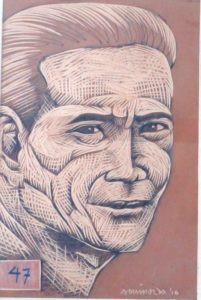 Leonard Aguinaldo, Subjects, Portrait of Lowland Filipinos 47, Uncolored carved rubber, 2016, 22x14.5 cm