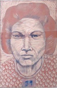 Leonard Aguinaldo, Subjects, Portrait of Lowland Filipinos 39, Uncolored carved rubber, 2016, 22x14.5 cm