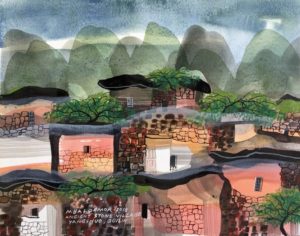 Manuel Baldemor, Birthplace Watercolor, 2018, 10.5 x13.5in