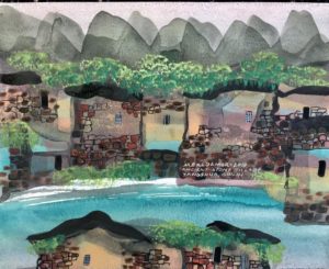 Manuel Baldemor, Yangshuo Ancient Village, Watercolor, 2018, 10.5x13.5in