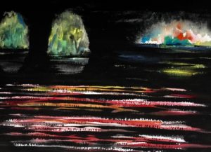 Manuel Baldemor, Fantastic Night Performance Show, Watercolor, 2018, 15x22in