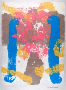 Jeff van den Broeck, Pot with Flowers, Clay monoprint, 2016